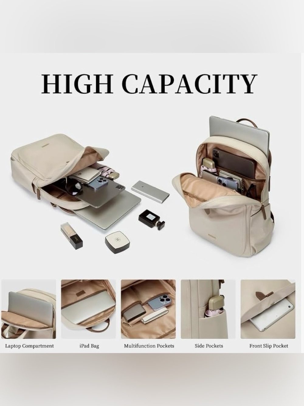 GOLF Apricot  Backpack with Brown Trim - Picture 2 of 6